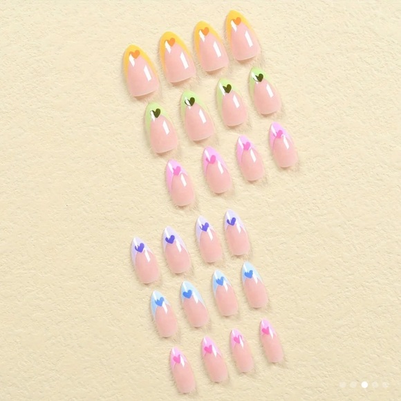 Colorful Heart Almond Medium Press On Nails NWT - Picture 3 of 5